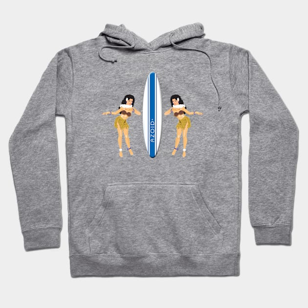 Hula Girls with Surfboard Hoodie by PauHanaDesign